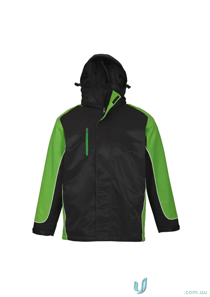 Black lime green Nitro Jacket J10110 with white stripe, zipped pockets, unisex style