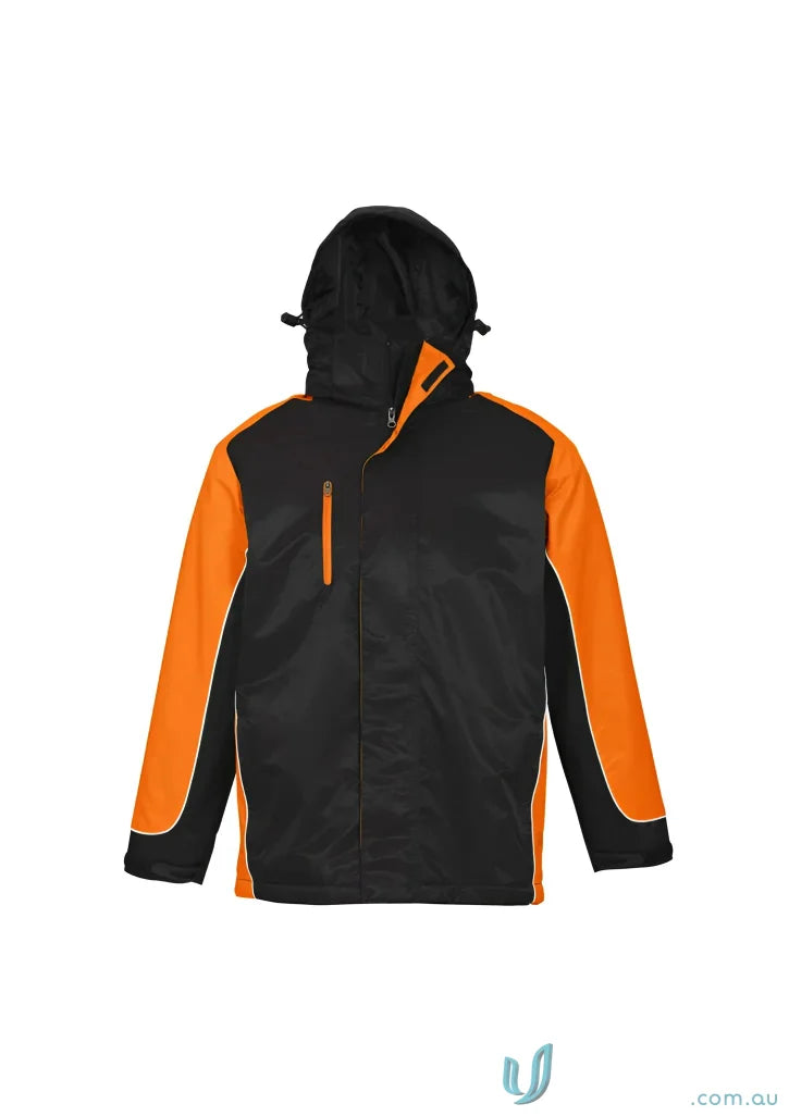 Black and orange waterproof Nitro Jacket J10110 with hood and zip pockets for unisex style