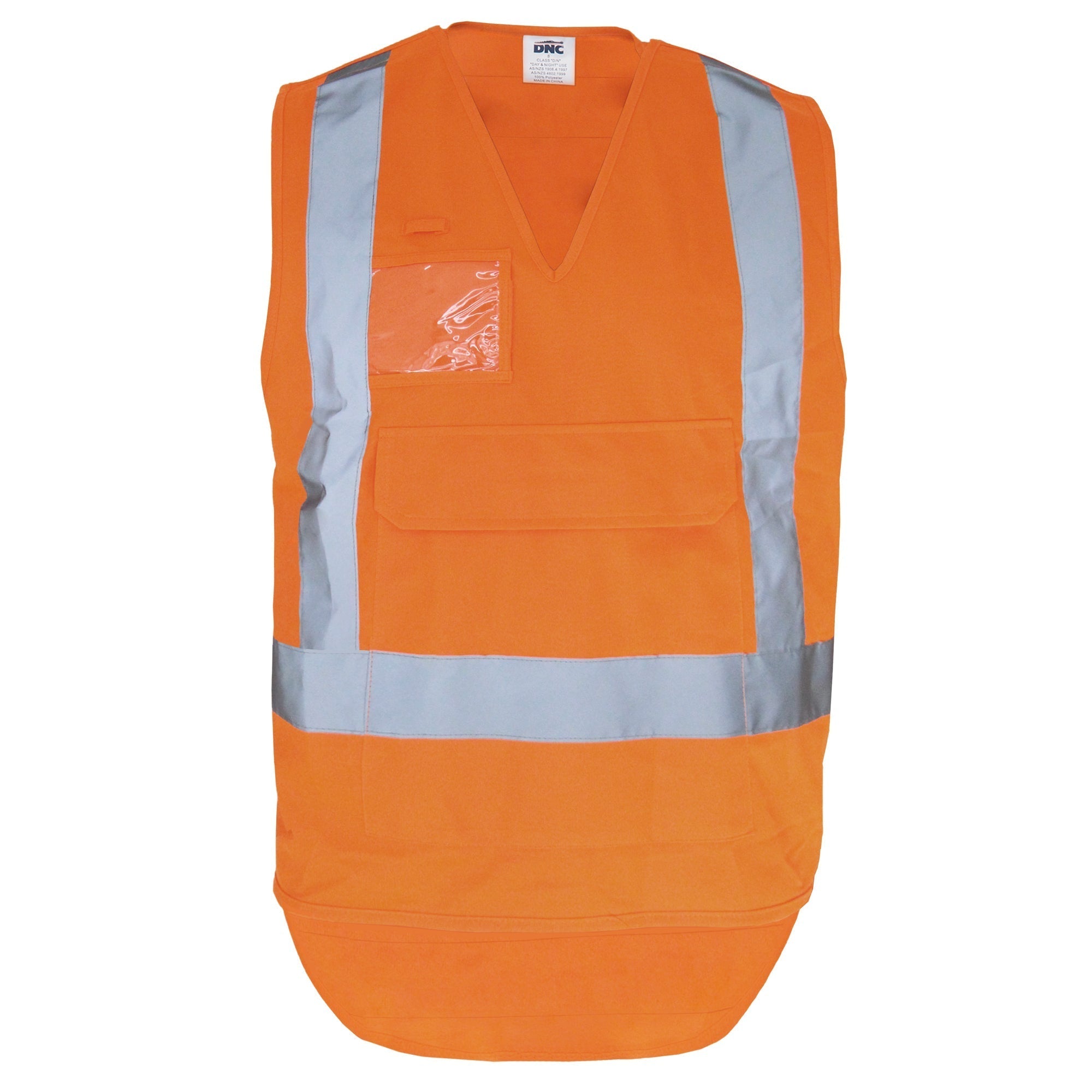 NSW Rail Detachable Vest: bright orange hivis vest with reflective stripes, chest ID loop