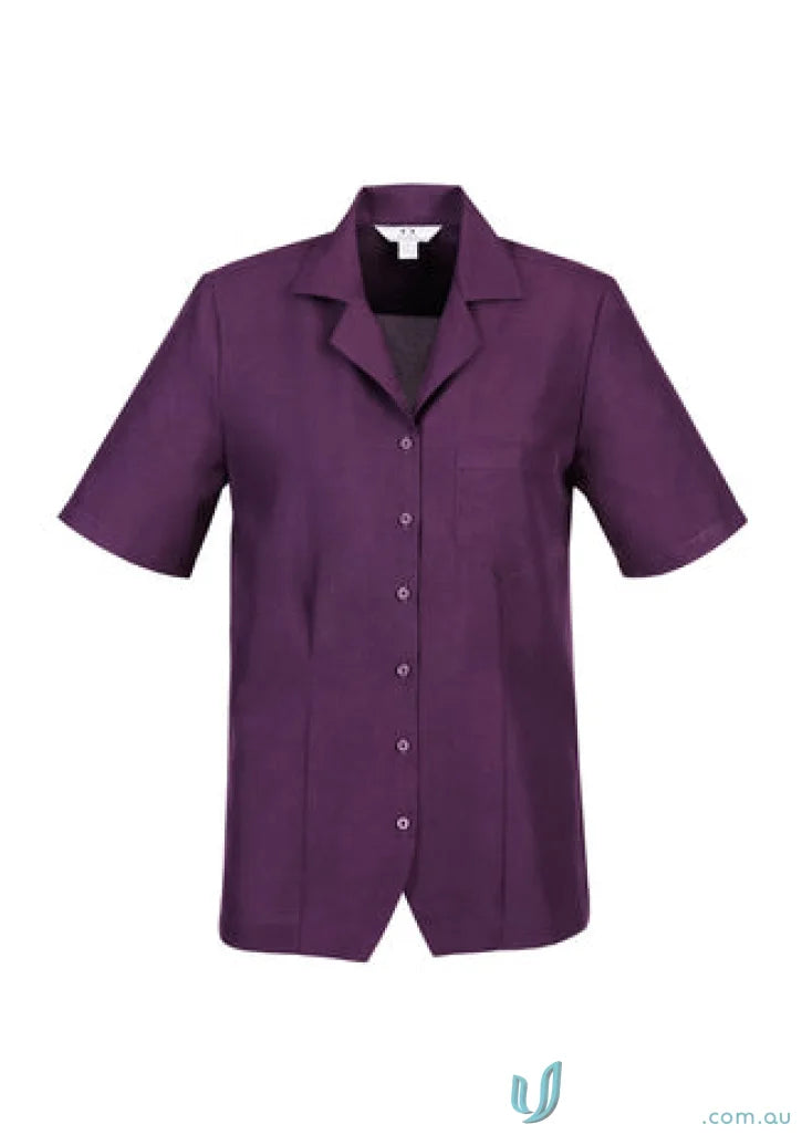 Purple short-sleeved Oasis Plain Overblouse made with Biz ComfortCool fabric