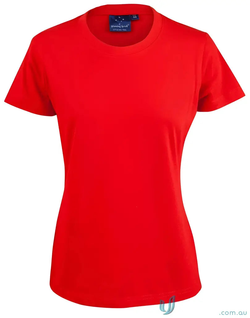 Red short-sleeved T-shirt made of combed cotton, perfect for uniforms or workwear