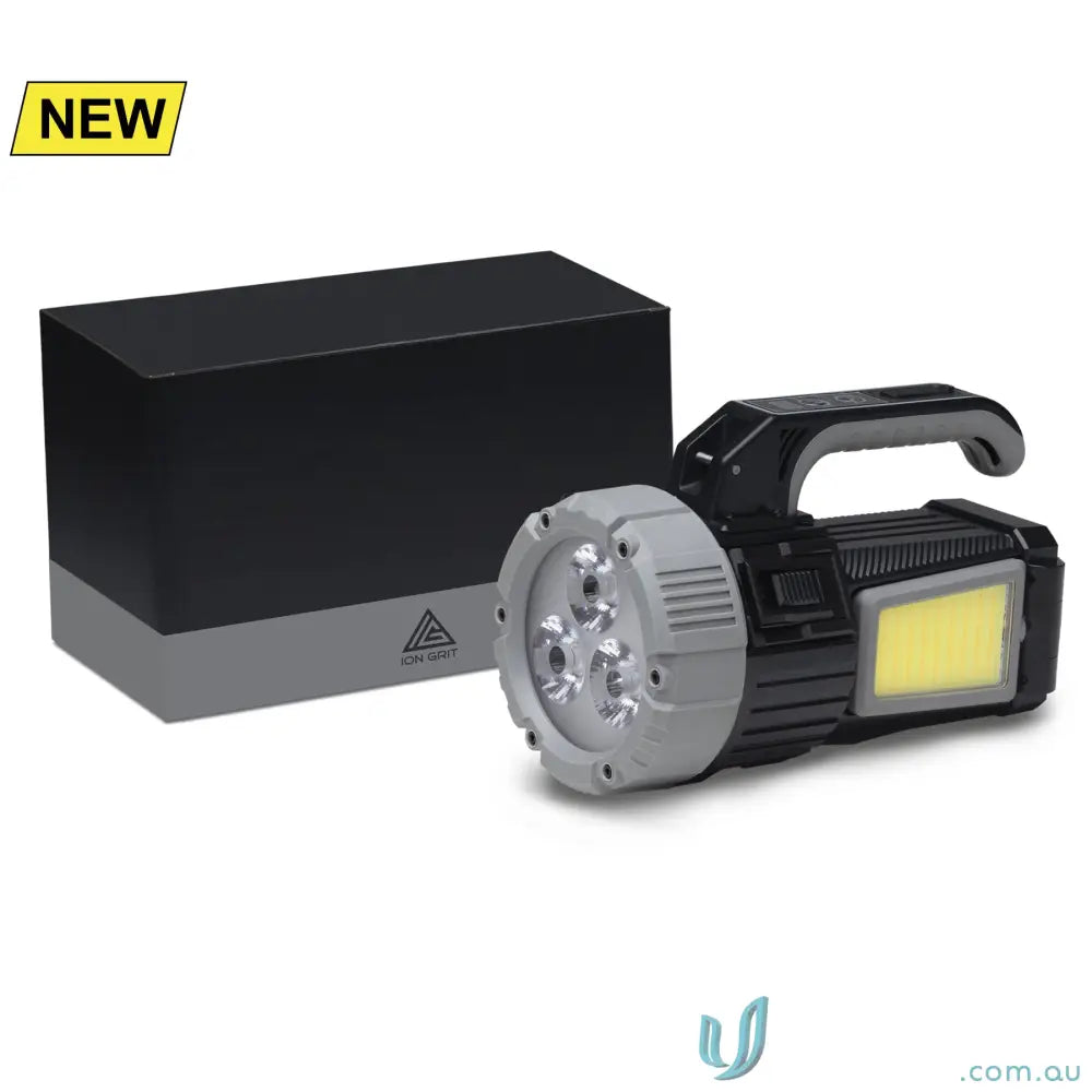 branding torch IGOBT OptiBeam High‑Intensity COB Search Light Torch – Durable Black/Steel Grey