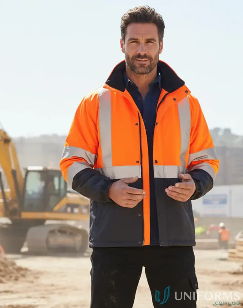 Orange Paramount Air EMB sw18a hi-vis safety jacket with scotchlite reflective tapes
