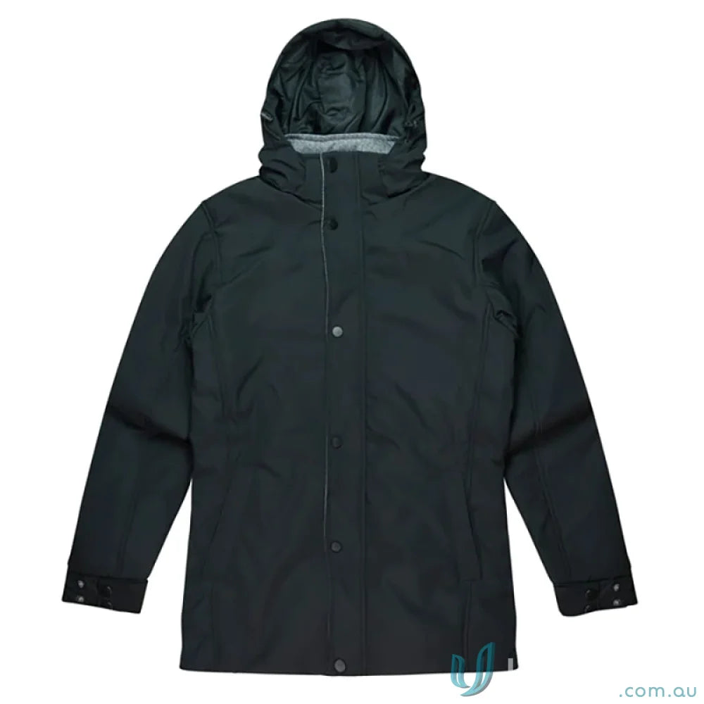 Black hooded rain jacket from Parklands Mens Jacket, perfect for workwear and uniforms