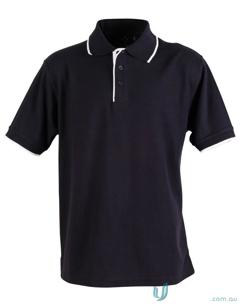 Navy ps08 Liberty Polo shirt with white trim from Winning Spirit Pique workwear solution