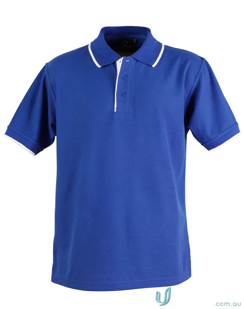 Blue ps08 Liberty Polo with white trim from Winning Spirit Pique workwear solution
