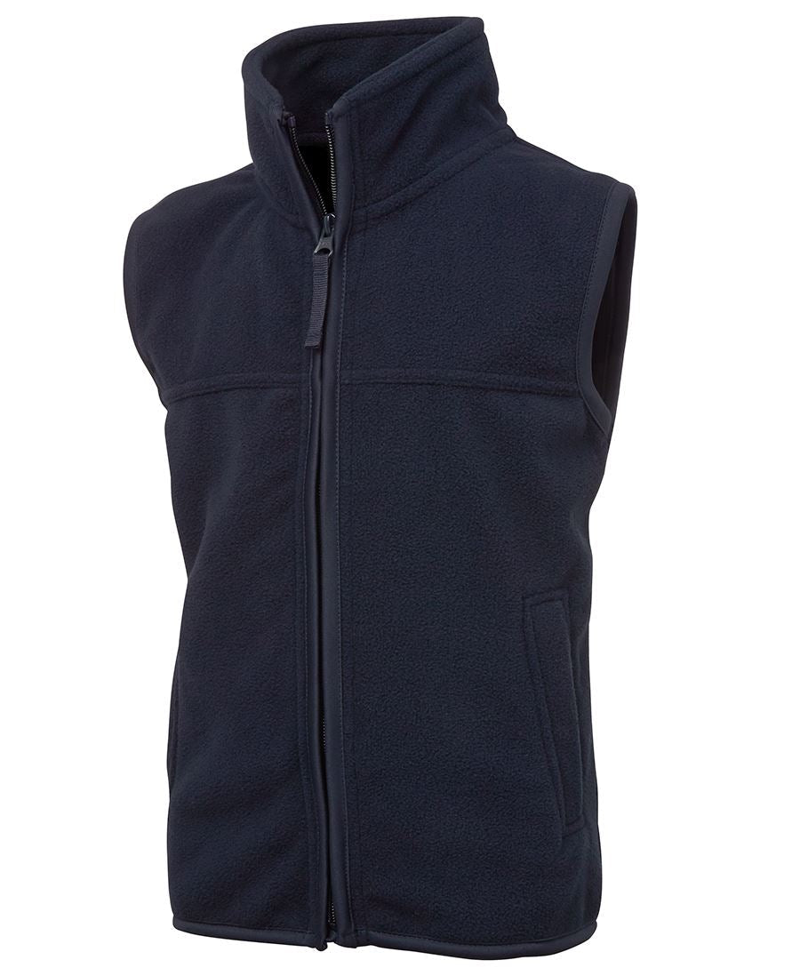 PolarTech kids polar vest in navy blue with 290gsm low-pill polar fleece