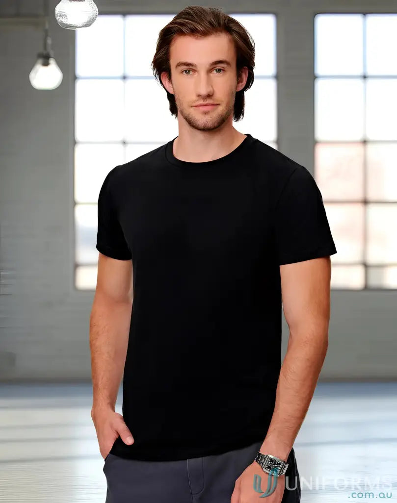 Black crew neck t-shirt from Brighton Premium Cotton, the winning spirit premium tee