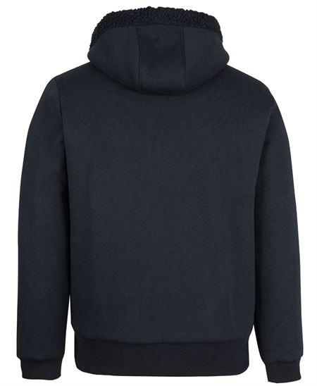 Premium full-zip shepherd hoodie with plush fleece-lined hood