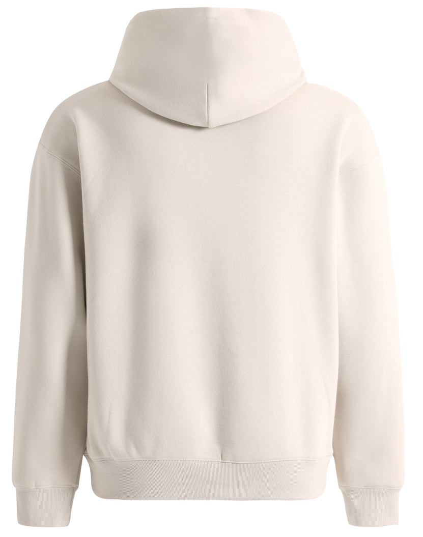 Premium oversized bone hoodie in cream color with soft textured fabric and ribbed cuffs perfect for workwear uniforms