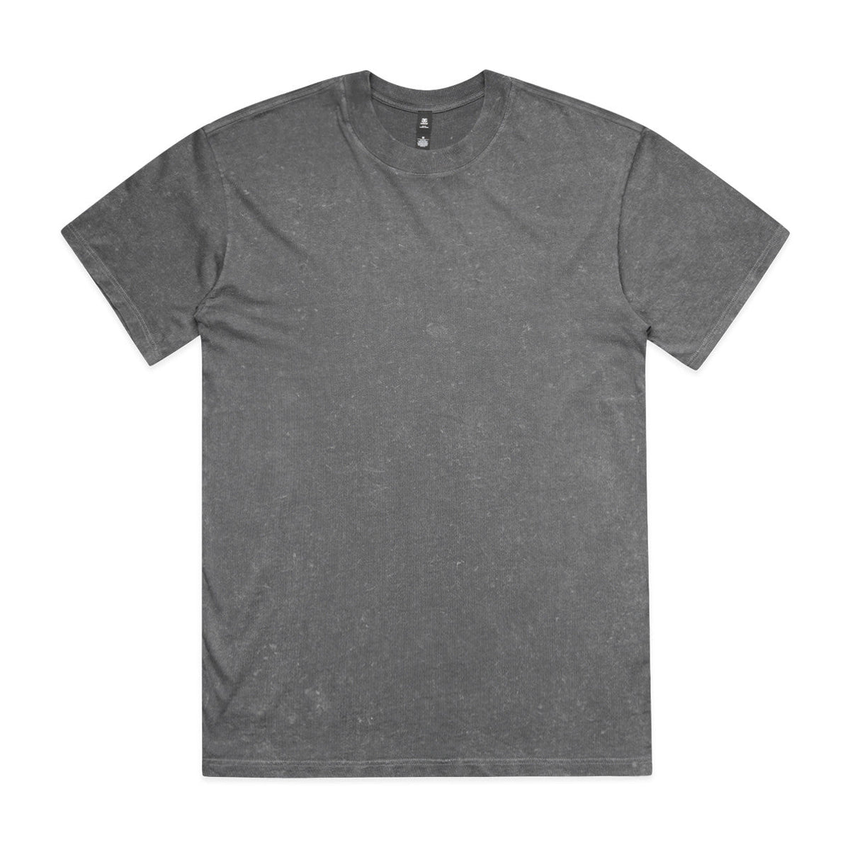 Charcoal heather t-shirt with short sleeves and crew neck.