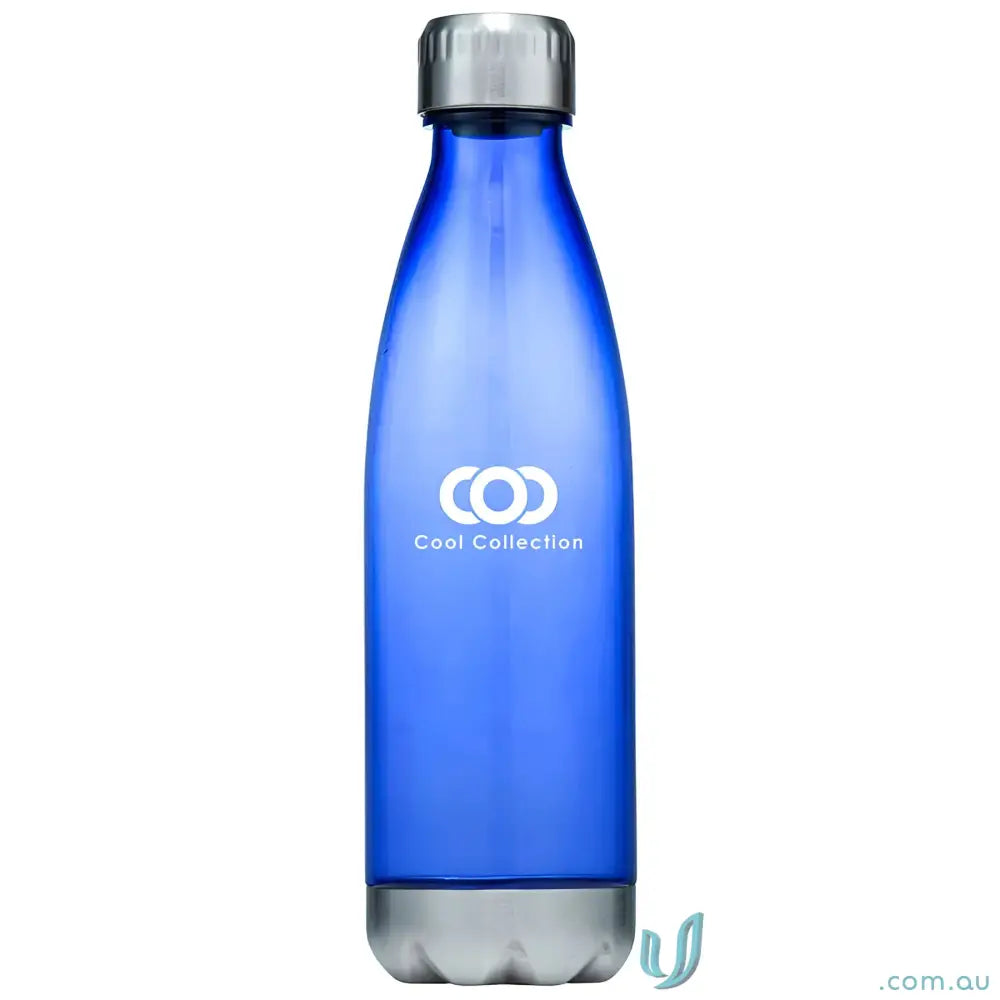Blue Quencher 700ml plastic water bottle with silver accents for easy hydration