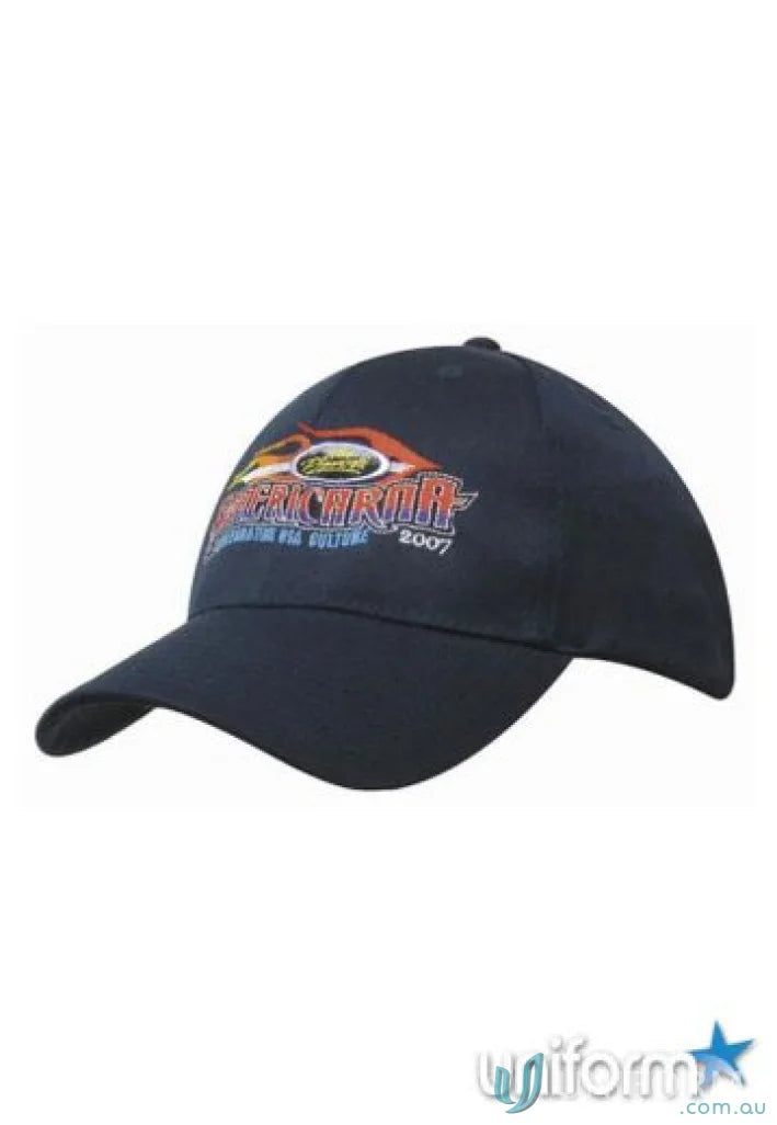 Dark navy recycled earth friendly fabric cap with African 2007 logo