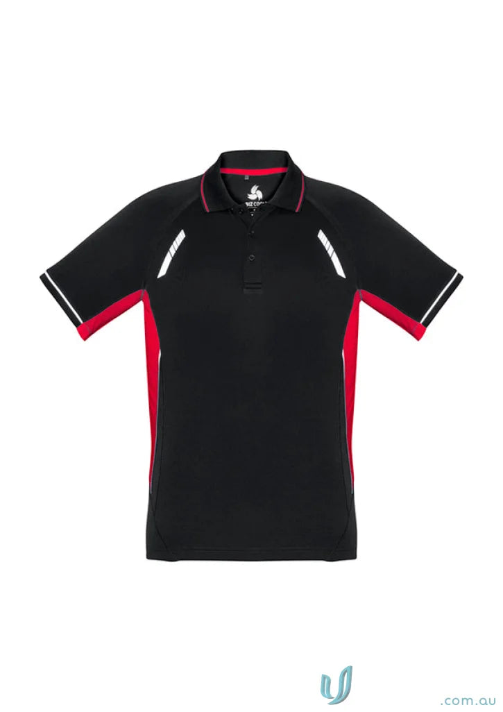 Black and red men’s Renegade Polo from Biz Collection with UPF rating