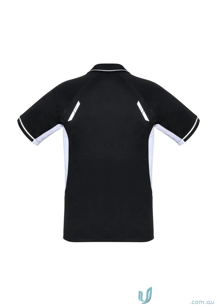 Men’s Renegade Polo in black and white, part of Biz Collection with UPF rating