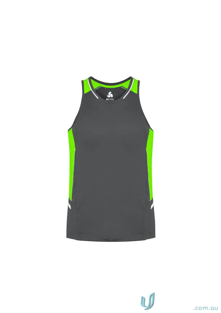 Gray and green Athletic Tank Top Renegade Singlet SG702M Biz Cool Micro for workouts