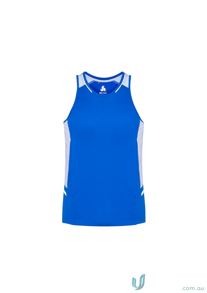 Blue and white athletic tank top Renegade Singlet SG702M Biz Cool Micro tech shirt