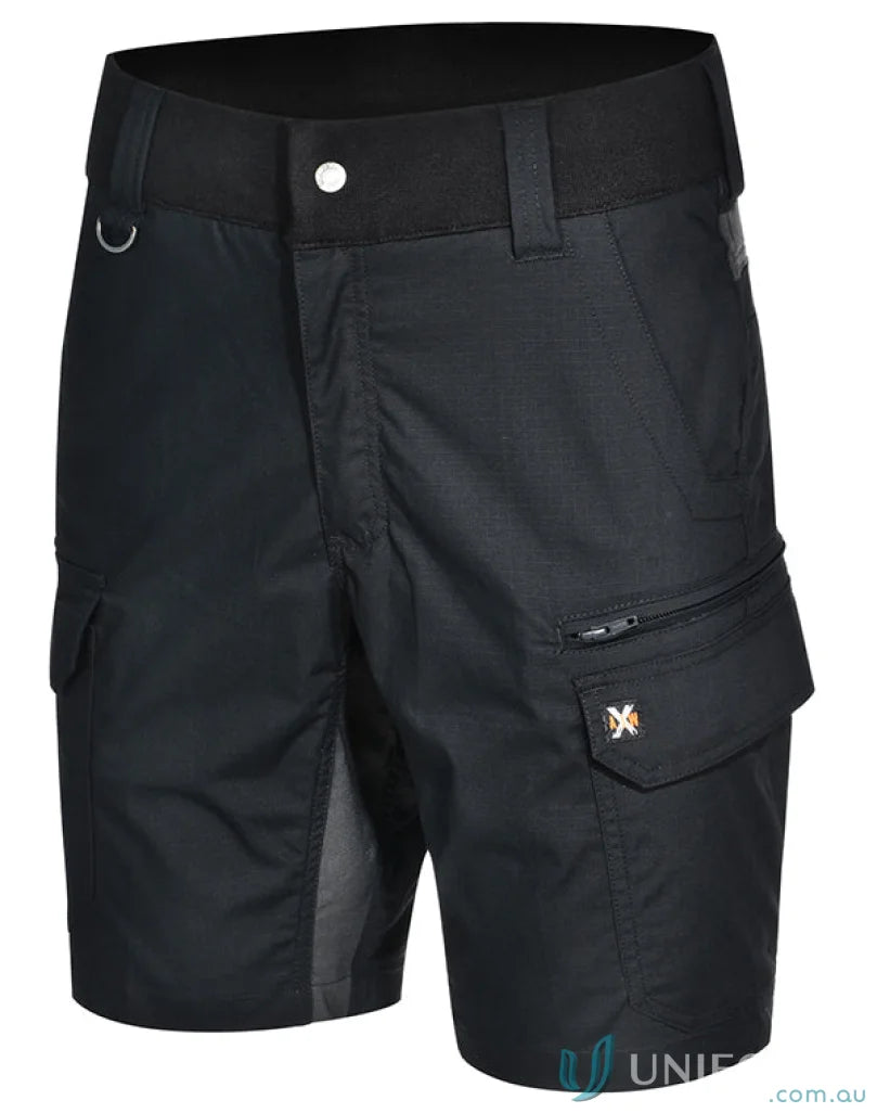 Black men’s ripstop stretch work shorts with zippered pocket for a winning spirit ripstop vibe