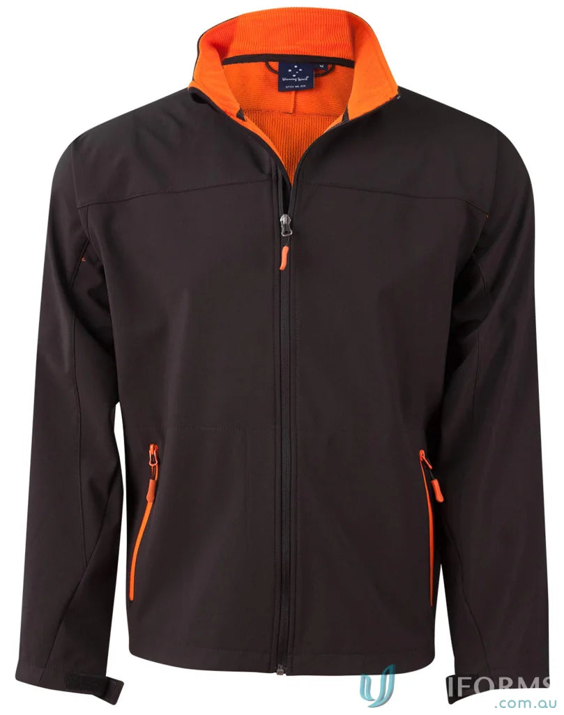 Black Winning Spirit Rosewall SoftShell Jacket with orange lining and contrasting polar fleece