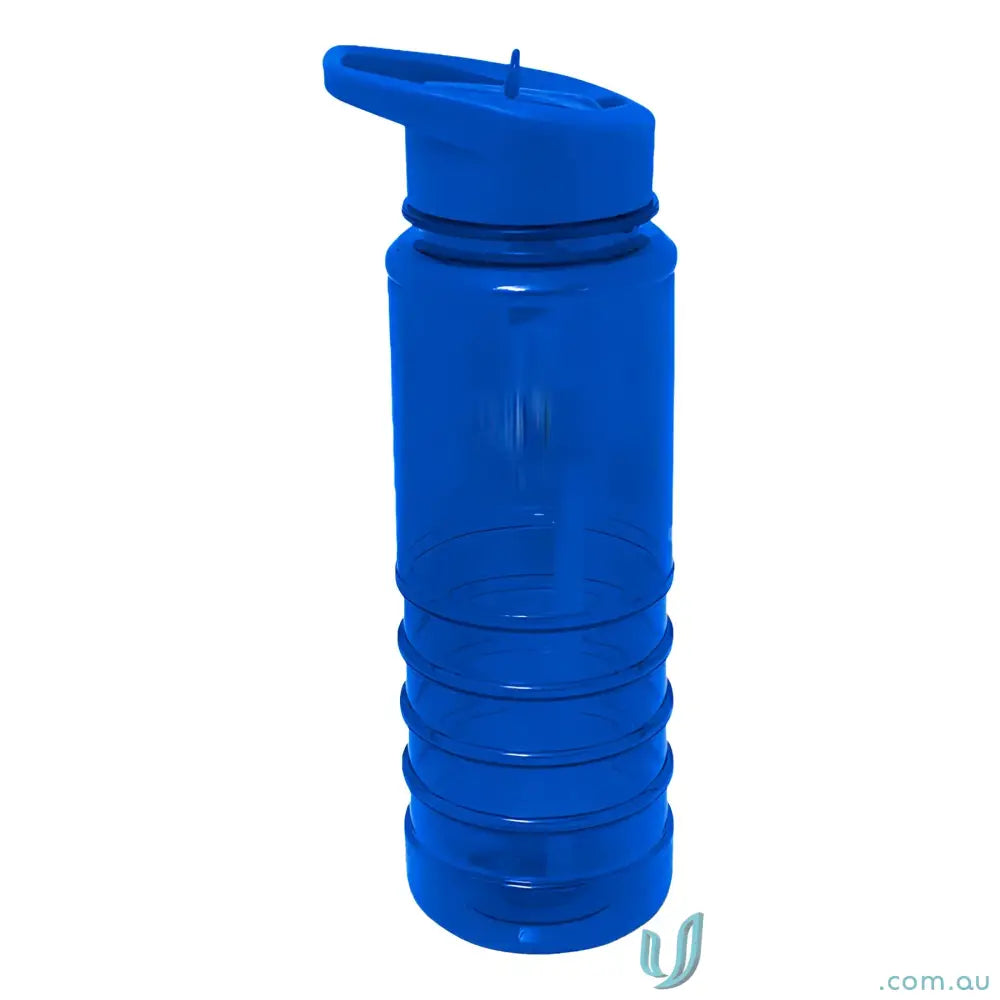 Blue plastic water bottle San Clemente 740ml Tritan with built-in straw for easy sipping