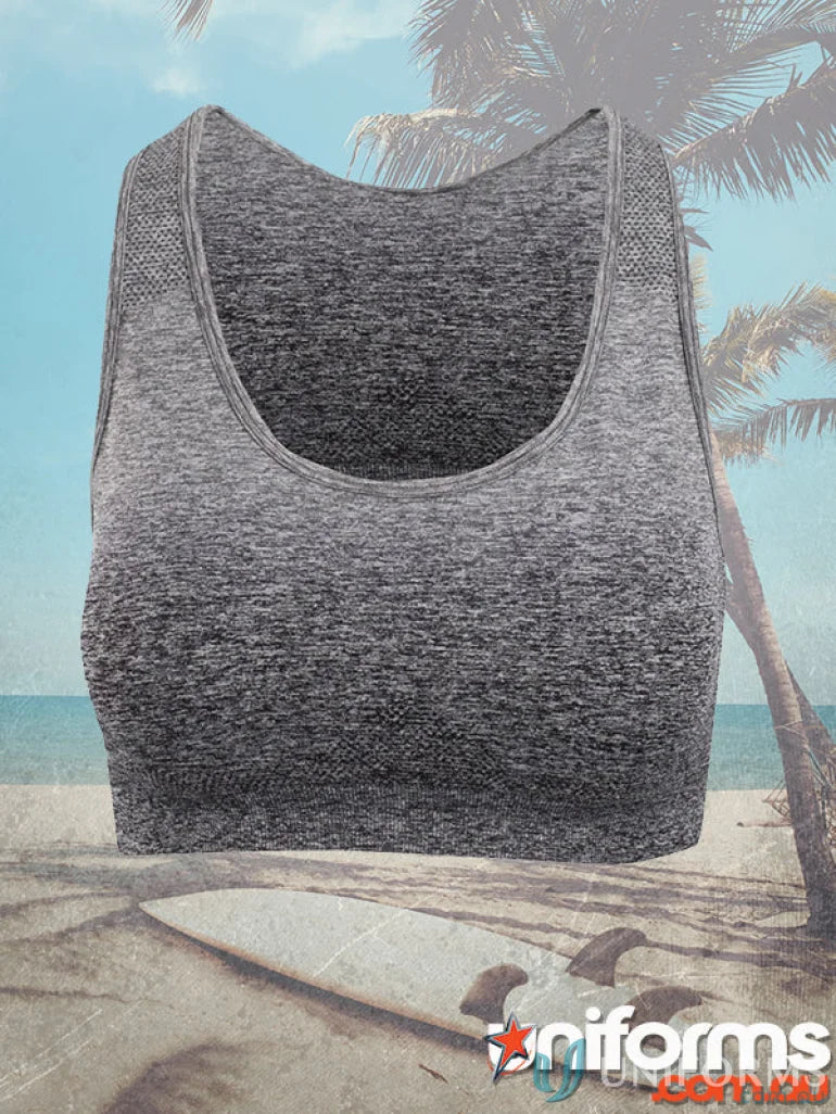 Active Crop Tops - Unleash Your Style with Trendy Active Crop Tops T788LD Seamless Crop Top in Charcoal Marle