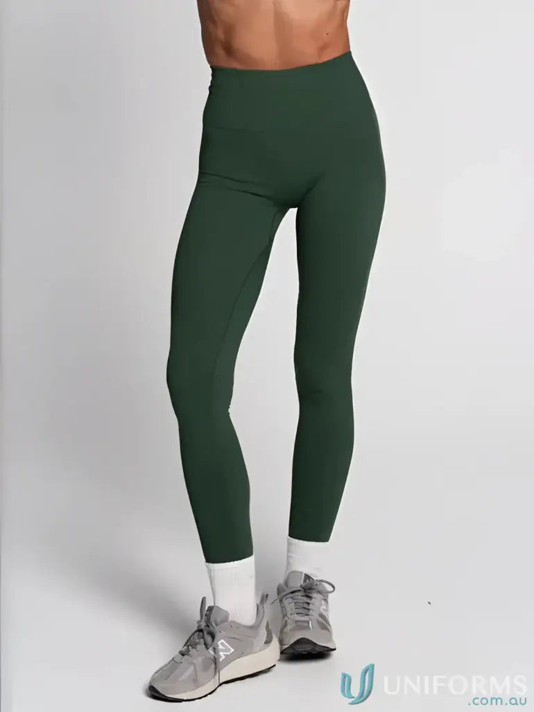 Dark green seamless invisible scrunch emerald leggings with smooth fabric perfect for workwear uniforms