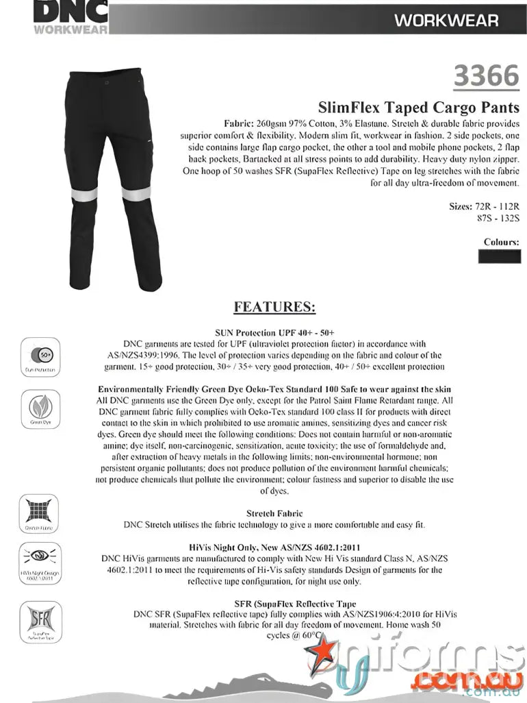 SlimFlex Taped Cargo Pants with features showing flexible, stylish taped cargo pants