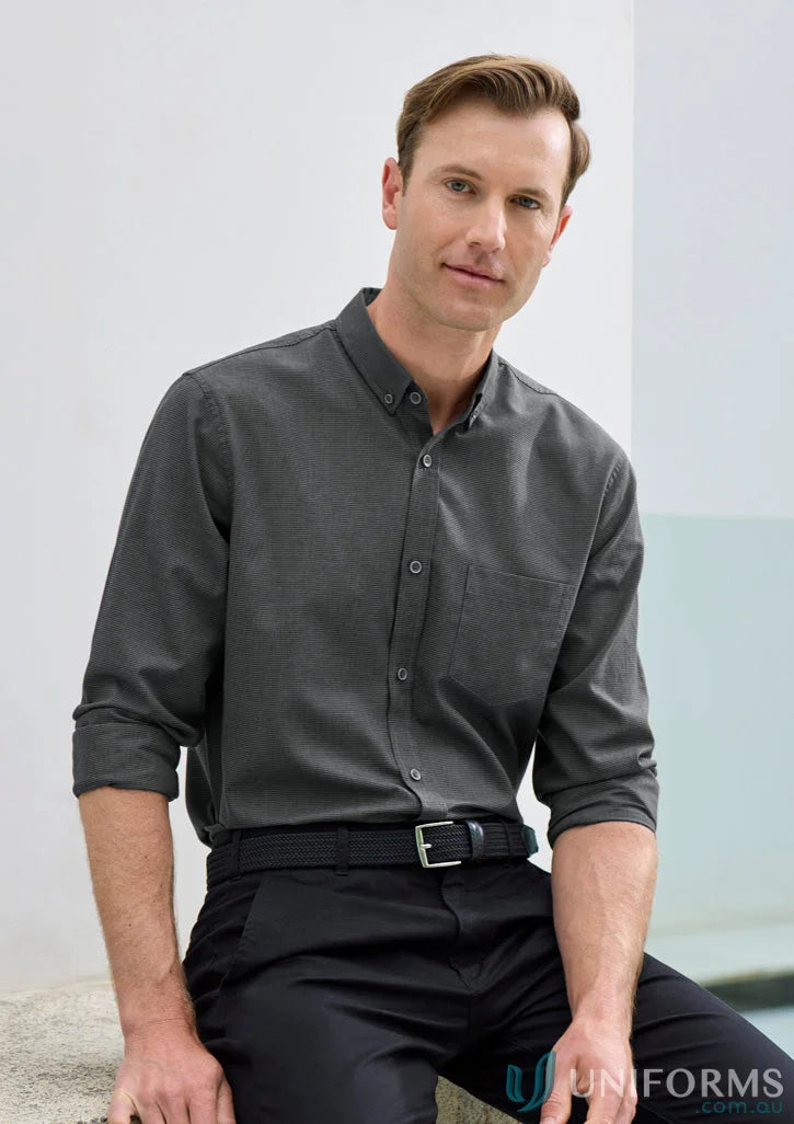Man in gray long sleeve Soul LS Shirt from the Collection Soul Shirt line