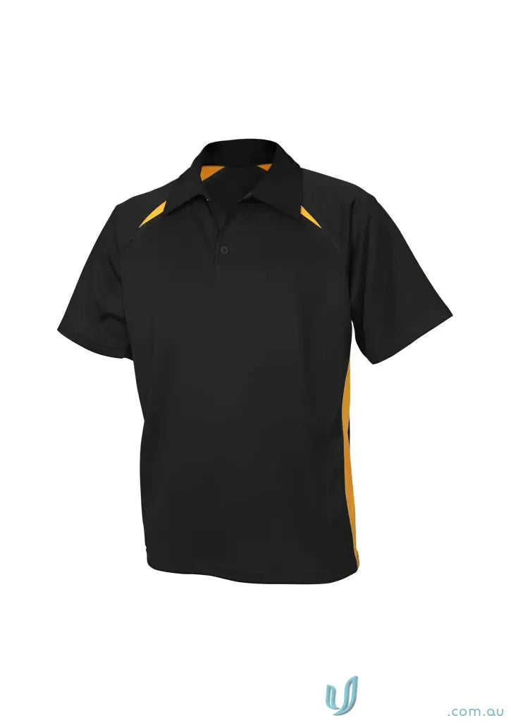 Black Splice Polo shirt with yellow accents from Biz Collection Splice collection
