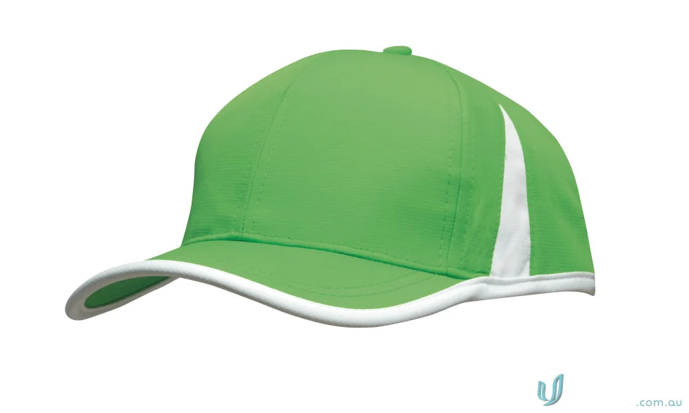 Vibrant green baseball cap with white trim from Sports Ripstop workwear and uniforms collection