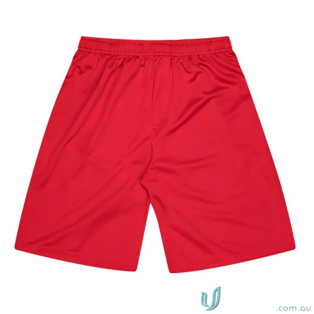 Red athletic sports shorts for workout and casual wear, perfect for active uniforms