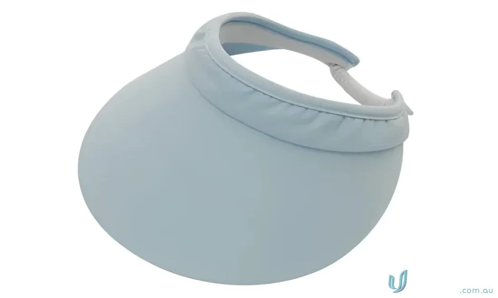 Light blue sun visor with elastic fastener, perfect for sports uniforms and workwear