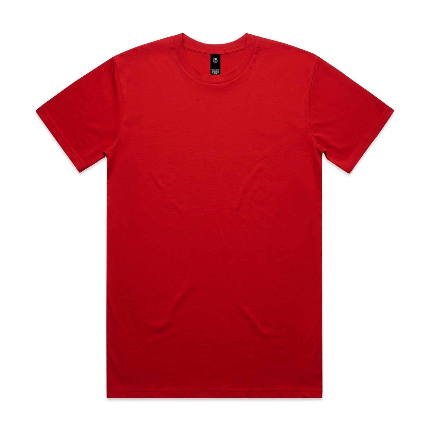 A vibrant red planett staple tee made of plain cotton with a crew neck perfect for uniforms and workwear