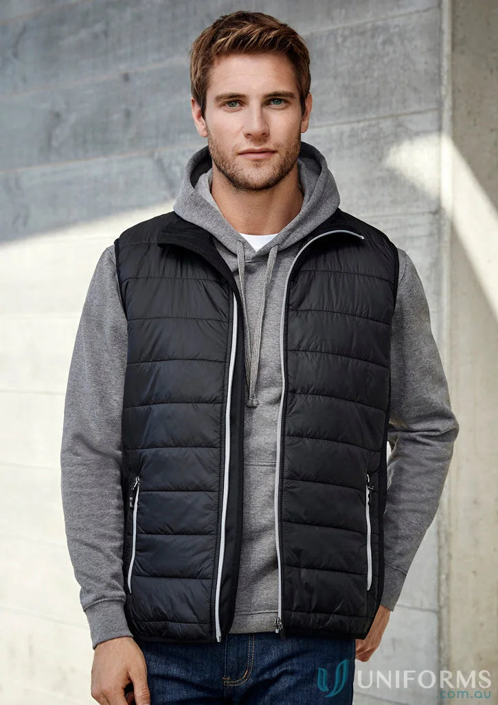 Man wearing mens stealth vest with core warm polyfil insulation from Stealth collection