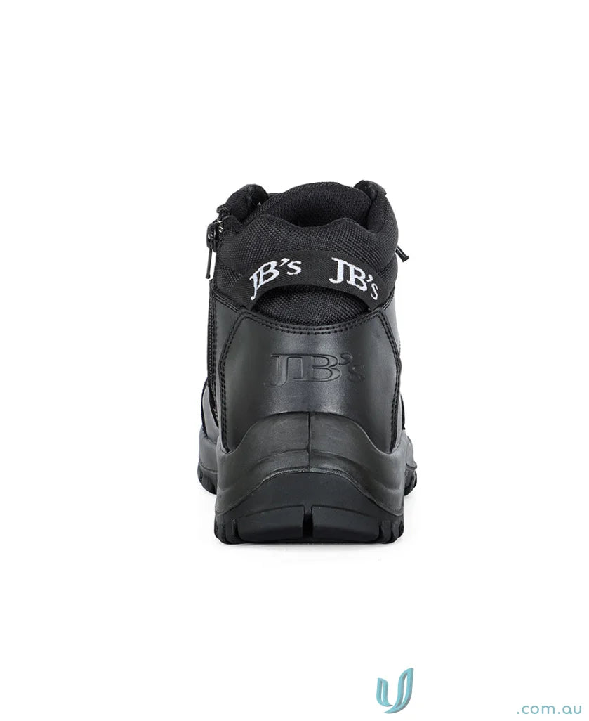 Black work boot with tough sole and reinforced toe for uniforms and safety needs