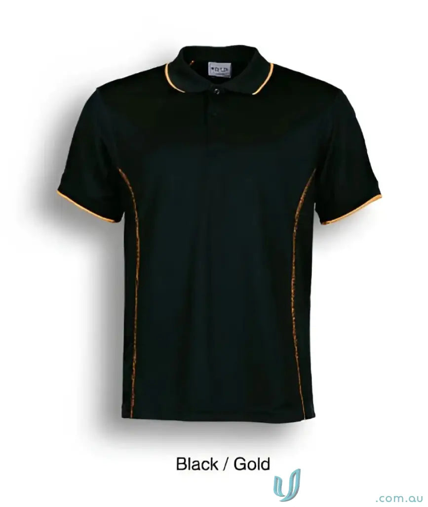 Bocini CP0910 Stitch Polo - Large Sizes in Black/Gold