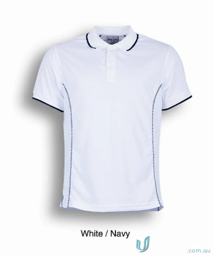 Bocini CP0910 Stitch Polo in White/Navy