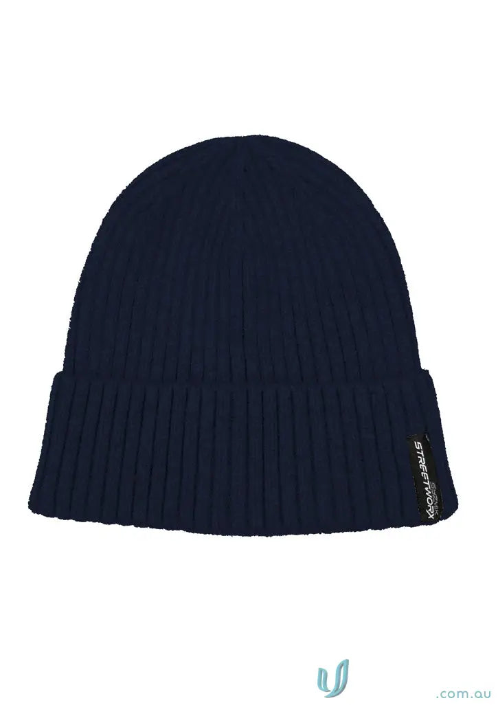 Streetworx Beanie zmbean navy blue ribbed knit cuff for cold weather uniform