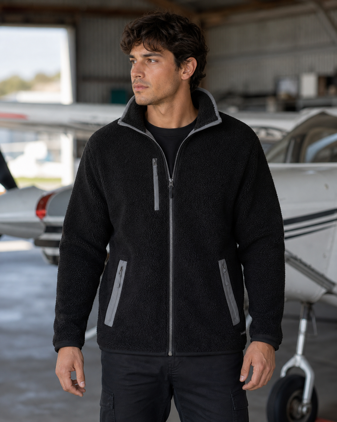 Unisex Streetworx Full Zip Sherpa Fleece on Australian male model