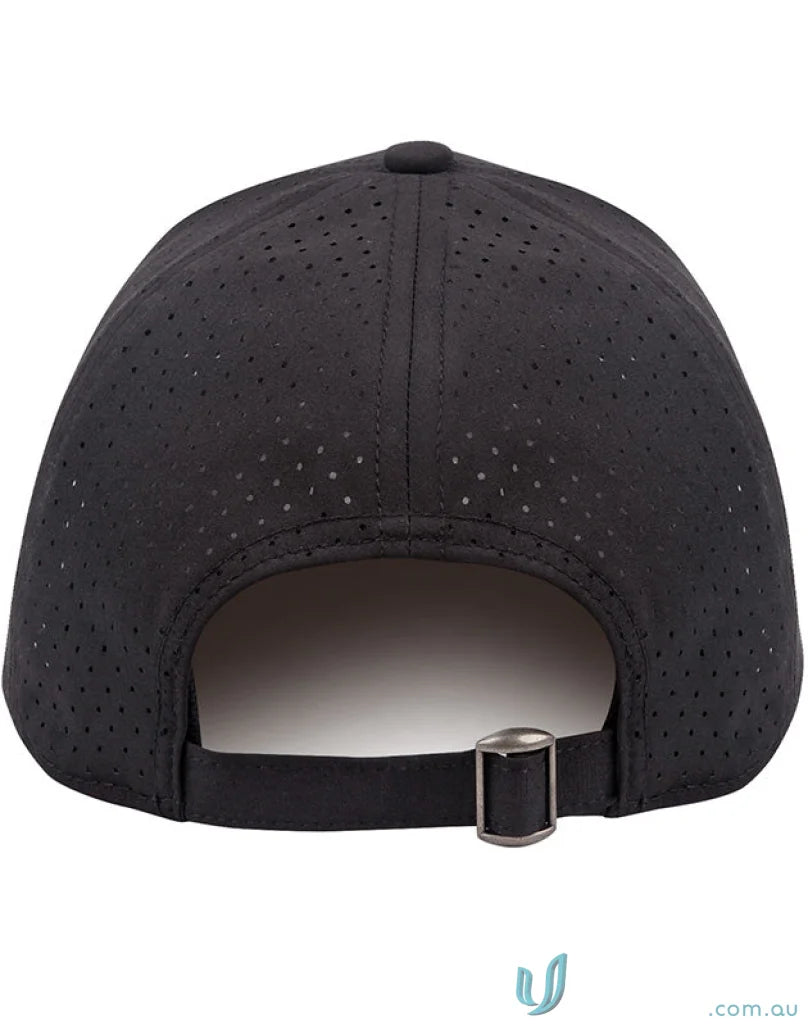 Black perforated stretch laser cut runner’s cap ch88 with winning spirit stretch