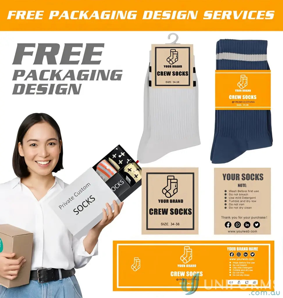Socks packaging design options for Sublimated Sports Socks showcasing custom sports socks style