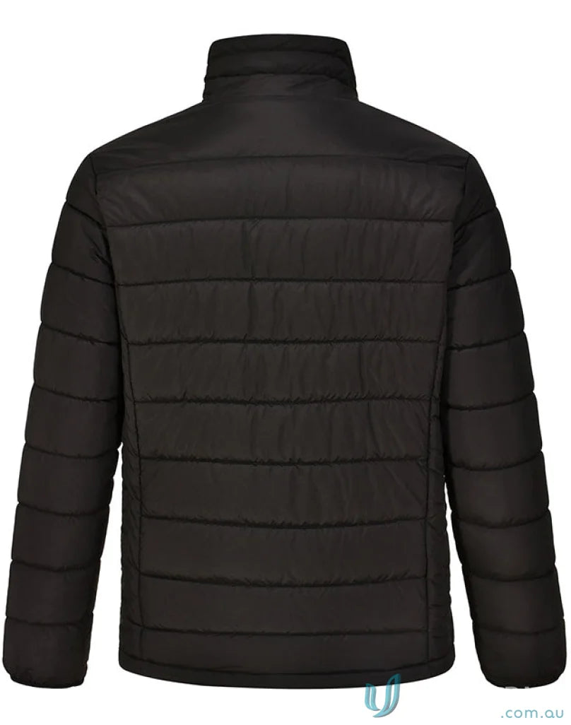 Black quilted puffer jacket from Winning Spirit 3D Cut Sustainable Insulated Puffer using certified recycled PET
