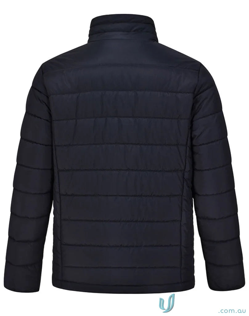 Navy blue sustainable insulated puffer jacket from Winning Spirit 3D Cut with certified recycled PET