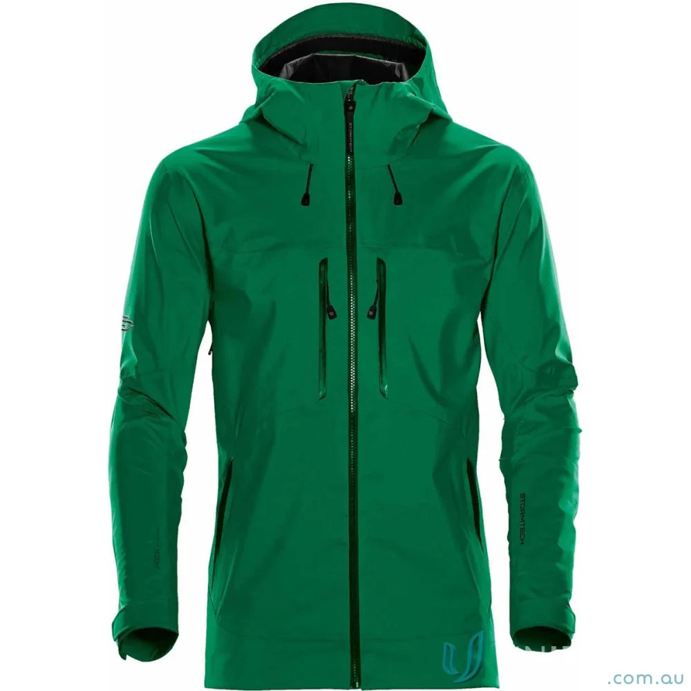 Vibrant green Synthesis Stormshell waterproof breathable jacket with coverage hood and pockets
