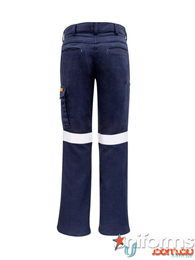 Navy blue Syzmic Womens Orange Taped Cargo Pant with reflective stripes