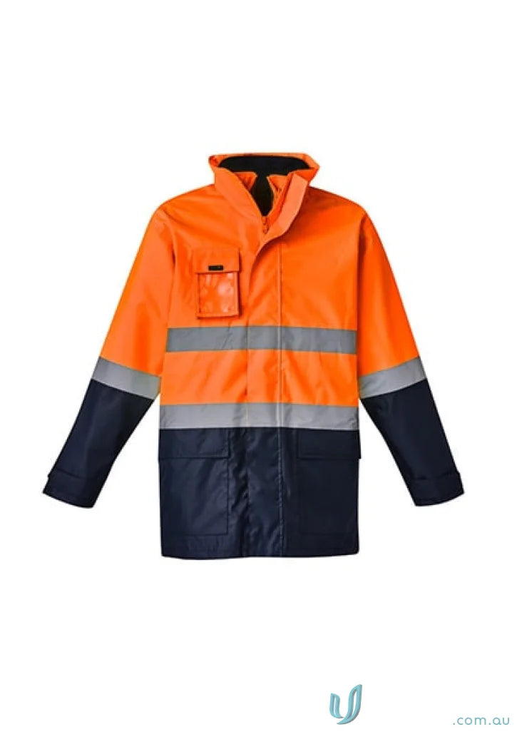 Orange and navy Syzmic Men’s waterproof jacket ZJ220 with reversible vest style