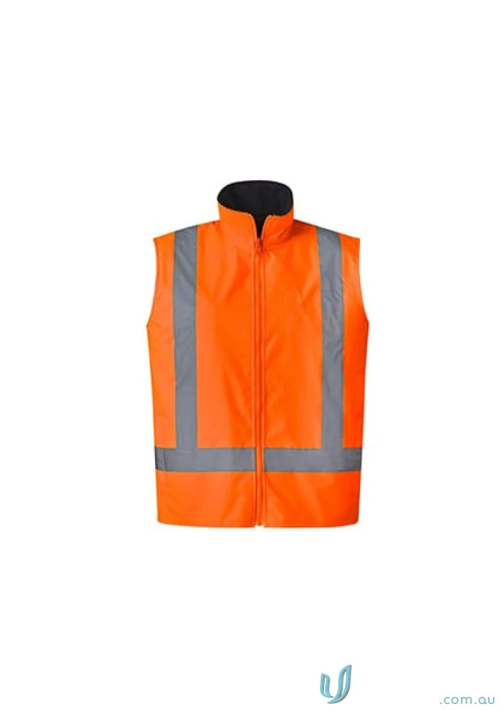 Orange safety vest with reflective stripes from Syzmic Men’s Waterproof Jacket ZJ220 reversible vest