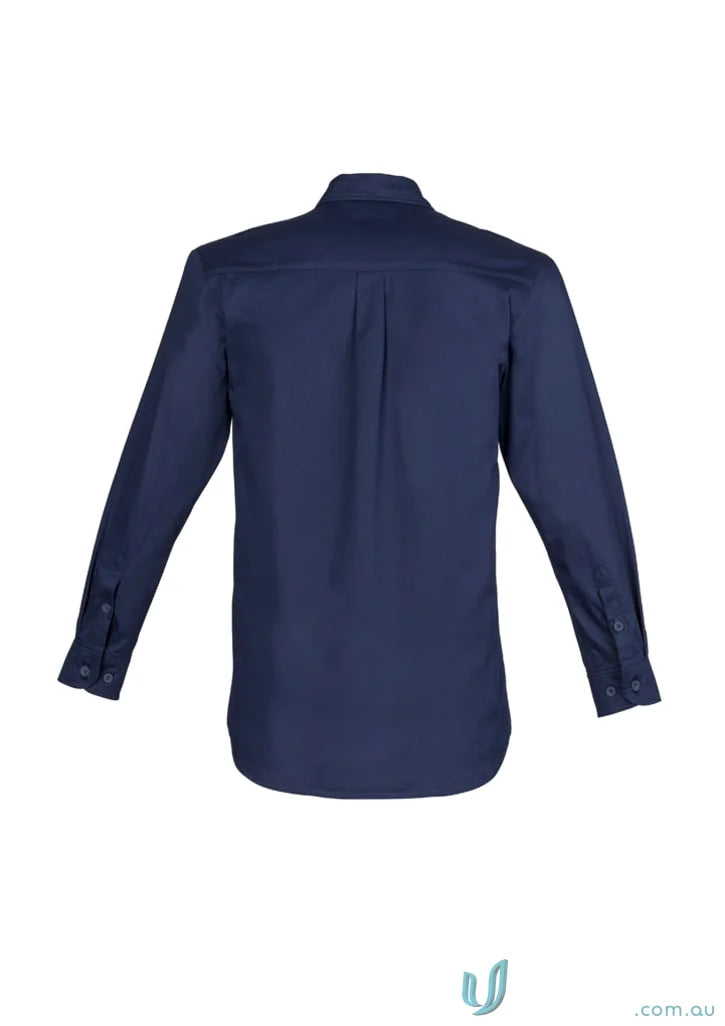 Navy blue Syzmik mens lightweight tradie long sleeve cotton twill shirt