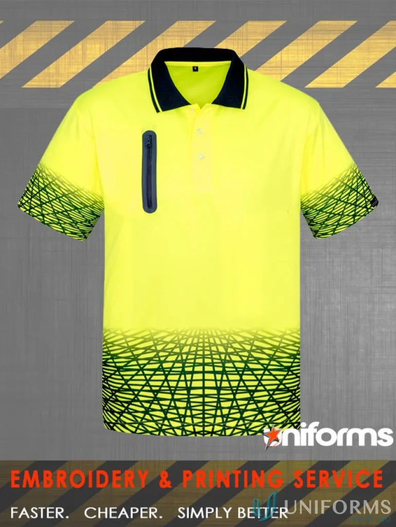 High-visibility short sleeve polo shirt from Syzmik Mens Syzmik Mens Sleeve Polo ZH300 for safety