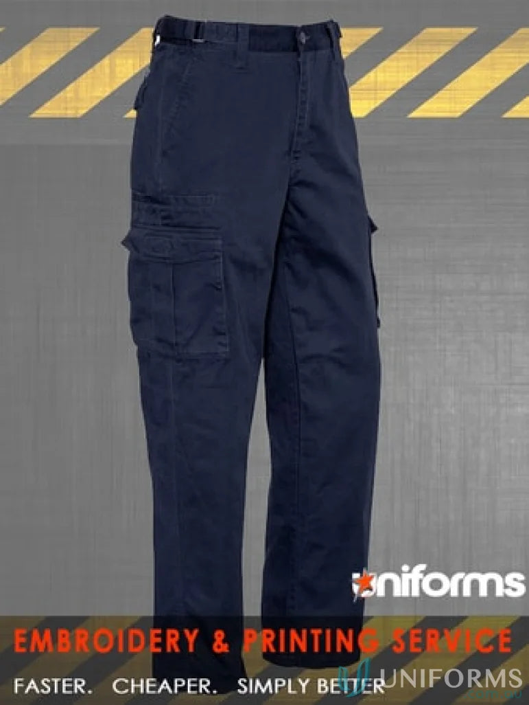 Navy blue Syzmik Mens Cargo Pants with reinforced stress points cargo pants ZP501